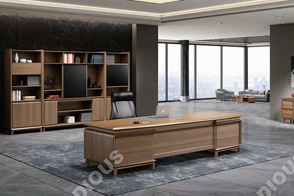 新品-里尼系列-轻奢板木老板桌-迪欧家具